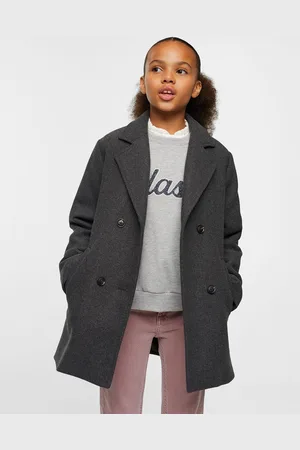 MANGO Double-Breasted Coat with Notched Lapel Collar