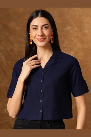 Anouk Roll-Up Sleeves Cotton Shirt Style Top