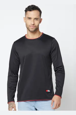 GLITO Men Applique T-shirt Men Solid Round Neck Polyester T-Shirt