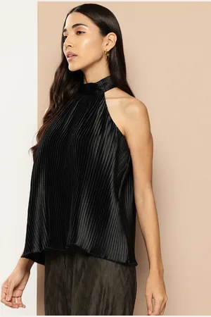 Chemistry Solid Accordion Pleats Top
