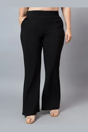BAESD Women Smart Flared High-Rise Wrinkle Free Plus size Trousers