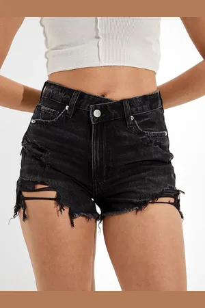 LULU & SKY Women Slim Fit High-Rise Distressed Denim Shorts
