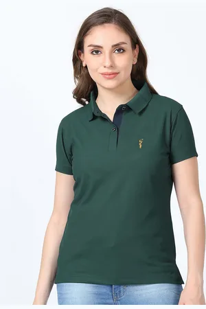 STELLERS Women Polo Collar Applique T-shirt