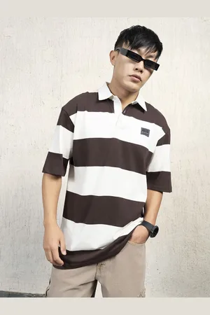 Hubberholme Men Colourblocked Polo Collar Cotton Oversized T-shirt