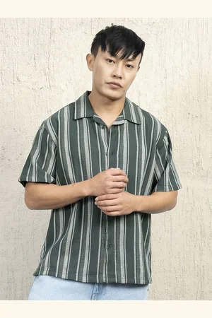 Hubberholme Men Standard Spread Collar Striped Cotton Oversized Casual Shirt
