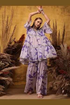 indo street Printed Layered Kurta with Sharara