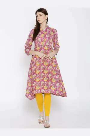 Sera Floral Printed Mandarin Collar Cotton A-Line Kurta