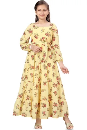 BAESD Girls Floral Printed Georgette Tiered Maxi Dress
