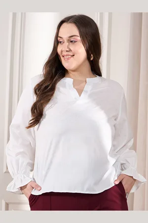 KASSUALLY Women Solid Mandarin Collar Top