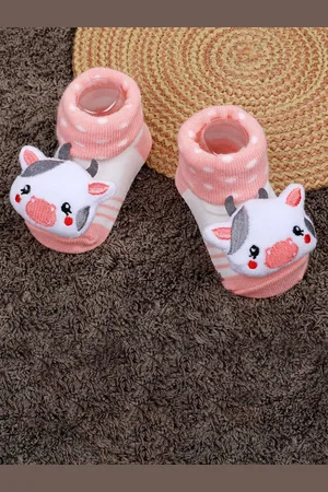Baby Moo Infants Applique Embellished Soft And Comfortable Anti-Slip Cotton Socks Booties