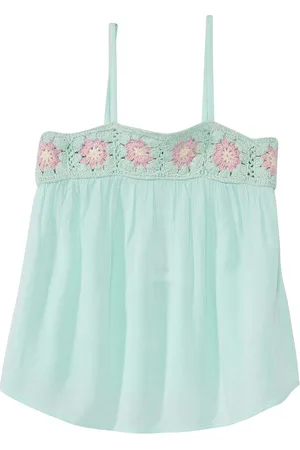 KIABI Girls Floral Shoulder Straps Rayon Regular Fit Casual Shirt