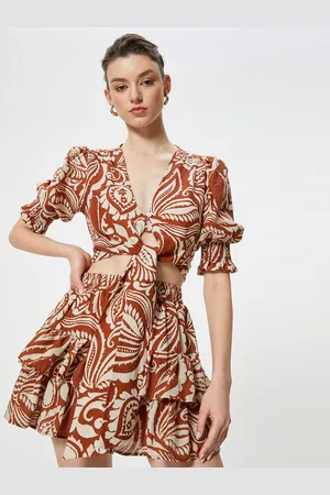 Koton Women Floral printed V-Neck Cotton Top