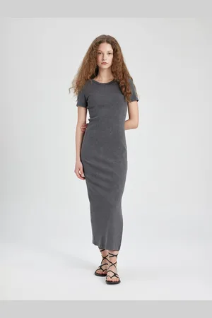 DeFacto Women Round Neck Bodycon Maxi Dress
