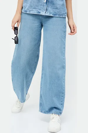 Lifestyle Women Cotton Wide Leg Mid-Rise Jeans