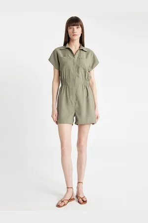 DeFacto Women Shirt Collar Playsuit Jumpsuit