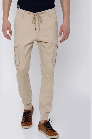 LocoMotive Men Beige Slim Fit Solid Joggers