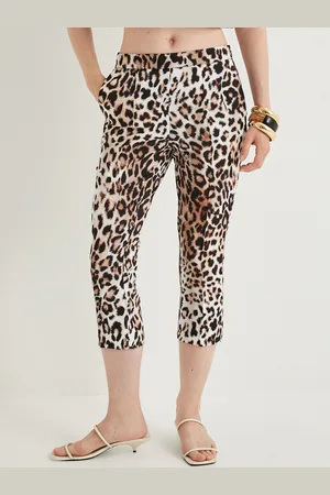 Koton Women Animal Printed High-Rise Cigarette Trousers