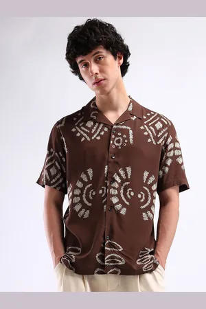 Flying Machine Men Cuban Collar Cotton Shirt