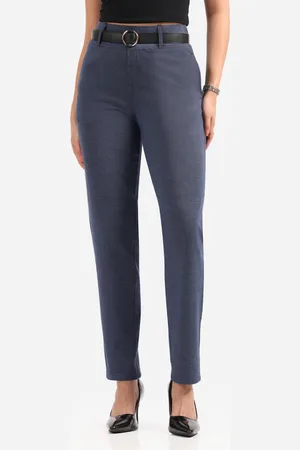 BlissClub Women Straight Fit High-Rise Trousers