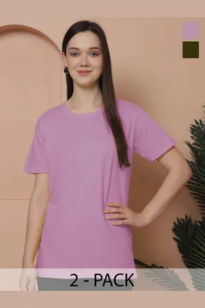 Friskers Women Pack Of 2 Solid Pure Cotton Oversized T-shirts