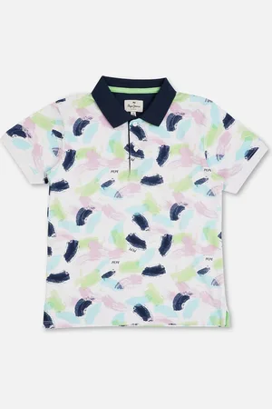 Pepe Jeans Boys Abstract Printed Polo Collar Pure Cotton T-shirt
