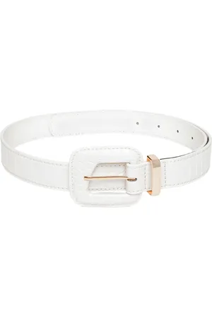 MANGO Women Croc-Textured Buckled Belt