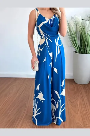 LULU & SKY Women Printed Shoulder Straps Basic Jumpsuit