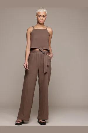 Roadster The Lifestyle Co. Pure Cotton Cami Top with Belted Trousers Co-Ords