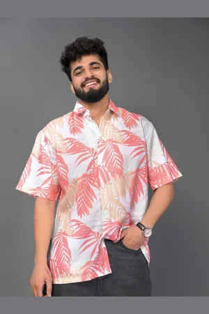 Brown brothers Unisex Mandarin Collar Floral Printed Cotton Oversized Casual Shirt