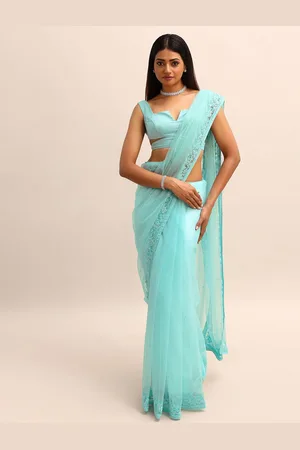 KALKI Fashion Ethnic Motifs Embroidered Net Saree