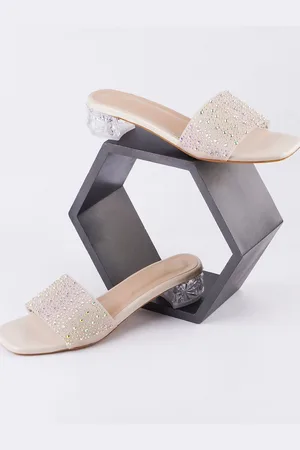 TRY ME Women Embellished Party Block Mules Heels