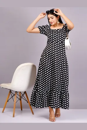 Kalini Polka Dot Print Crepe Maxi Dress