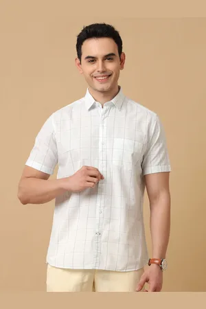 Linen Club Men Contemporary Slim Fit Windowpane Opaque Checked Casual Shirt