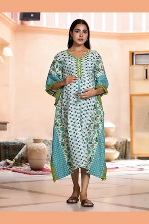 Aujjessa Floral Print Maternity Kaftan Midi Dress