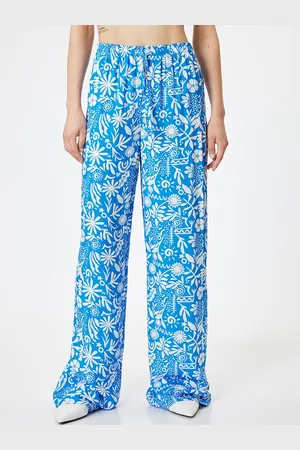 Koton Women Printed Mid-Rise Loose Fit Wide Leg Trousers