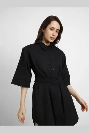 Forever 21 Black Pure Cotton Shirt Style Mini Dress