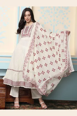 Ishin Women Ethnic Motifs Embroidered Regular Pure Cotton Kurta with Trousers & With Dupatta