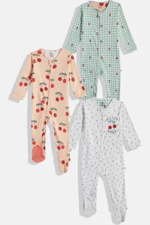 Next Infant Girls Pack of 3 Pure Cotton Sleepsuits