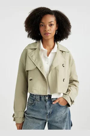 DeFacto Women Crop Lapel Collar Trapeze Jacket