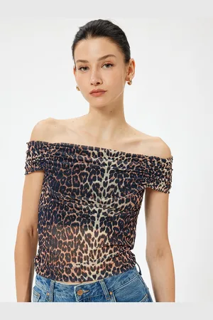 Koton Women Animal Printed Off-Shoulder Polyester Top