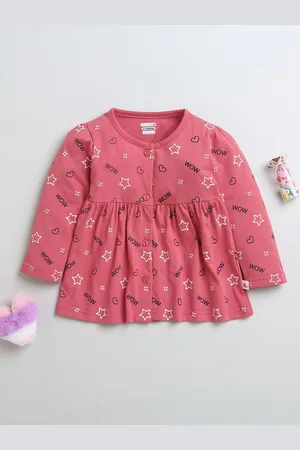 BUMZEE Girls Cotton Full Sleeves Knee Length Dress