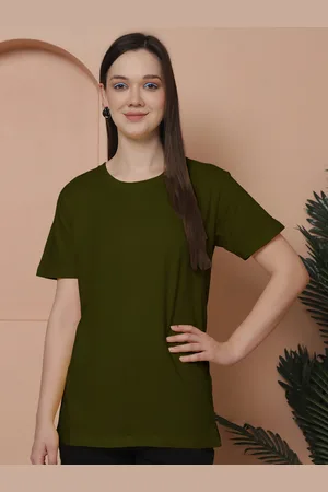 Friskers Women Solid Round Neck Pure Cotton Oversized T-shirt