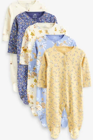 Next Infant Girls Pack of 5 Pure Cotton Printed Sleepsuits