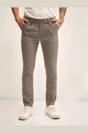 The Bear House Men Slim Fit Pleated Chinos Trousers