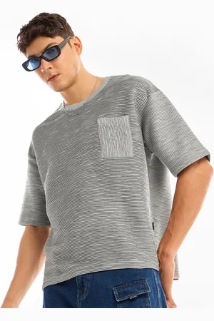 Beyoung Men Striped Henley Neck Pockets T-shirt