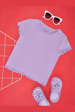 Pantaloons Girls Solid Round Neck Cotton T-Shirt