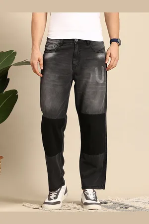 Mast & Harbour Men Printed and Panelled Straight Fit Light Fade Jeans
