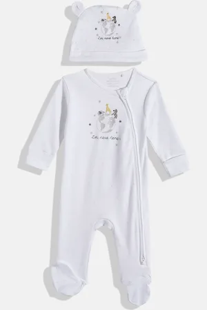 Next Infants Printed Pure Cotton Sleepsuit with Beanie