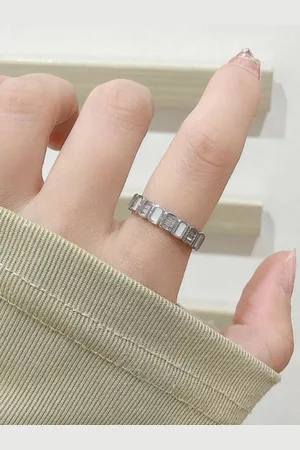 Salty Silver Plated Stone Studded Finger Ring