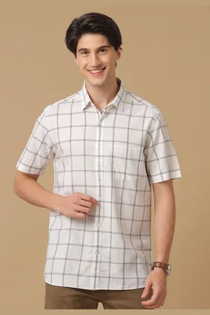 Linen Club Men Windowpane Checks Checked Slim Fit Opaque Casual Shirt